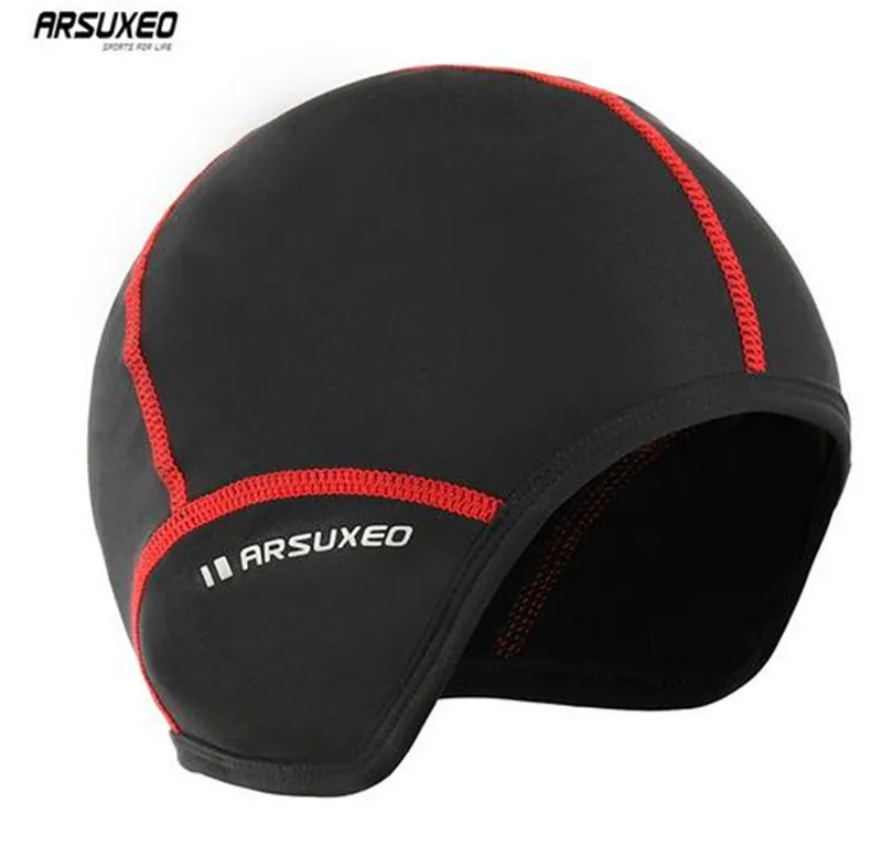

ARSUXEO Winter Fleece Cycling Windproof Caps Outdoor Sports MTB Bike Hats Snow Skull Caps Helmet Liner For Man Woman