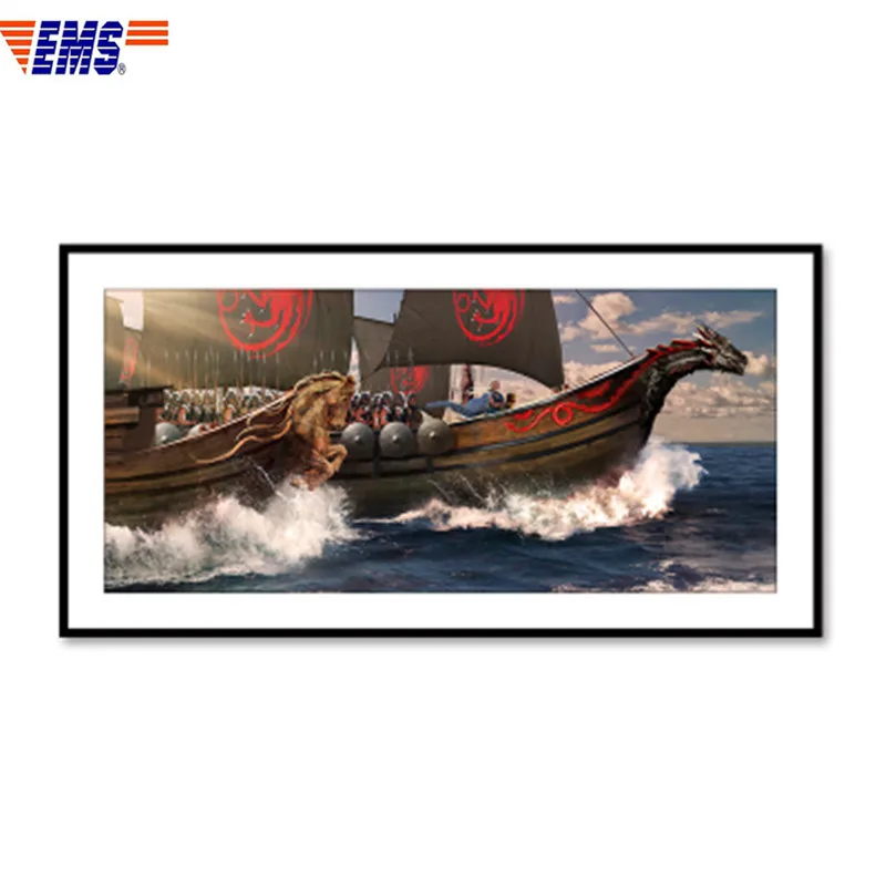 

Daenerys Targaryen The Last Supper Solid Wood Frame Painting Creative Living Room Decorative Picture Wall Hangings X1237