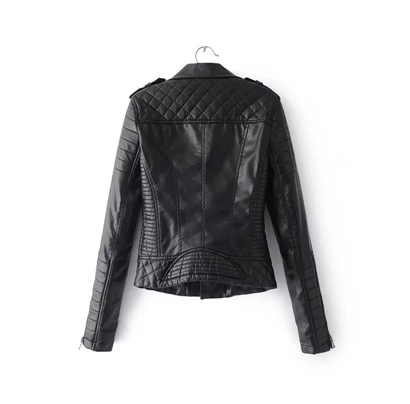 Популярные Куртки из искусственной кожи женские на молнии Короткие пальто из искусственной кожи осенние женские мото куртки повседневные Черные куртки мотоциклиста верхняя одежда
