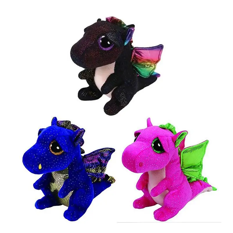 

6" TY Beanie Boo's DRAGONS (Anora, Darla & Saffire) 15cm Big Glitter Eye Plush Stuffed Animal Collectible Toy Christmas Gift