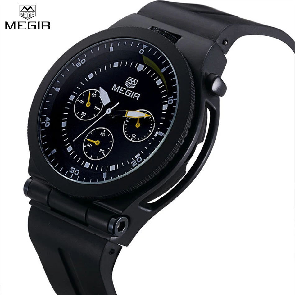 MEGIR Simple Style Decorate Small Dial Watch Men Analog Watch Luxury Band Fashion Men Silicone Watches