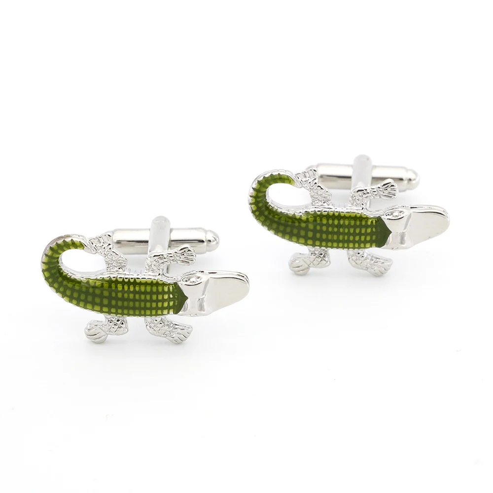 

Men's Crocodile Cuff Links Copper Material Green Color