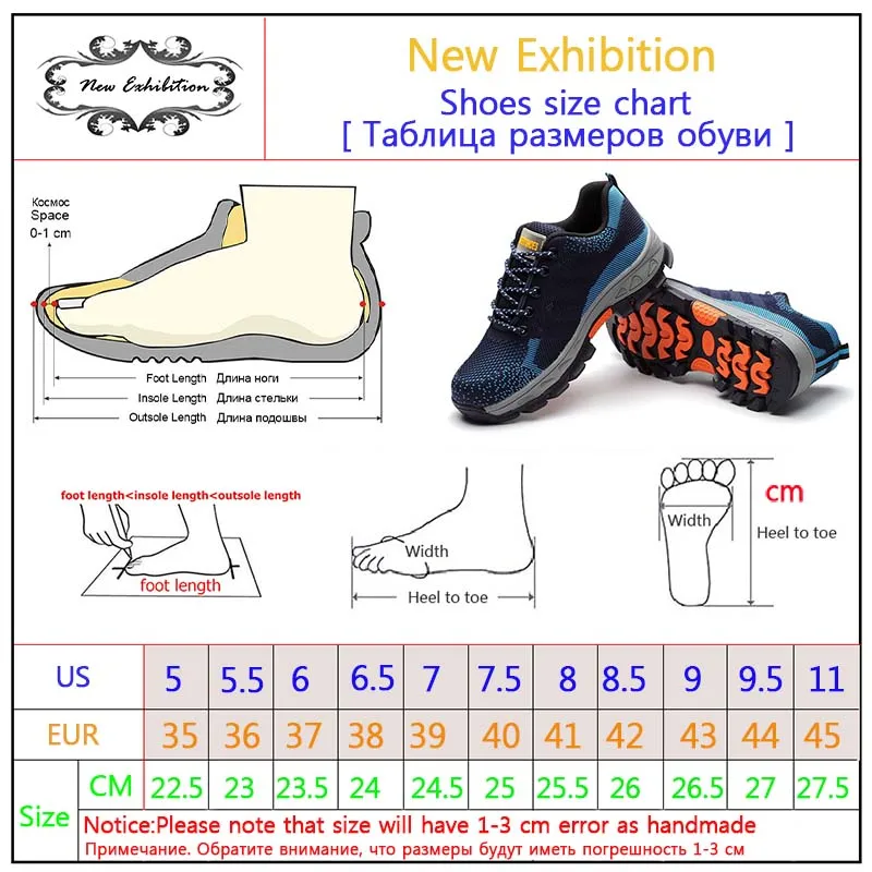New Exhibition men Anti-piercing Safety Steel Toe Work Shoes Durable Breathable Steel Toe Protective Footwear Casual sneaker N-E