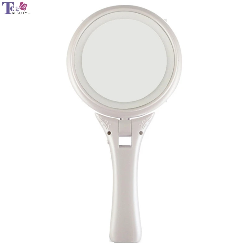

Mini Hand Pocket Led Mirrors Light Portable Compact Travel Lamp Folding Round Small Mirror Vanity Travel Cosmetic Tools