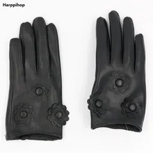 Лето Осень-зима Мода Пять пальцев Перчатки женские натуральная кожа мягкая Перчатки популярный стиль заклепки перчатки варежки танцы