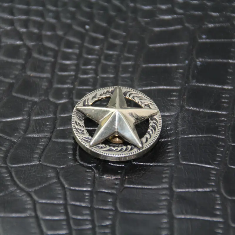 (RM26) 3pc 3/4'' (20mm) 3 D Texas Star Conchos Silver Brass Conchos Leathercraftin Buttons from