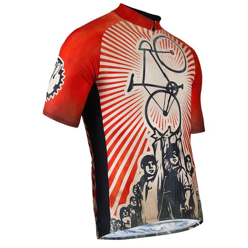 New Retro Red Cycling Jersey Men Summer Short Sleeve MTB Road Cycling Wear Shirt Classic Bike