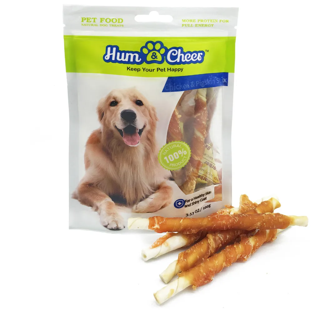 Hum&Cheer Dog Treats Puppy Snacks Chews,Chicken Jerky & Pigskin Stix