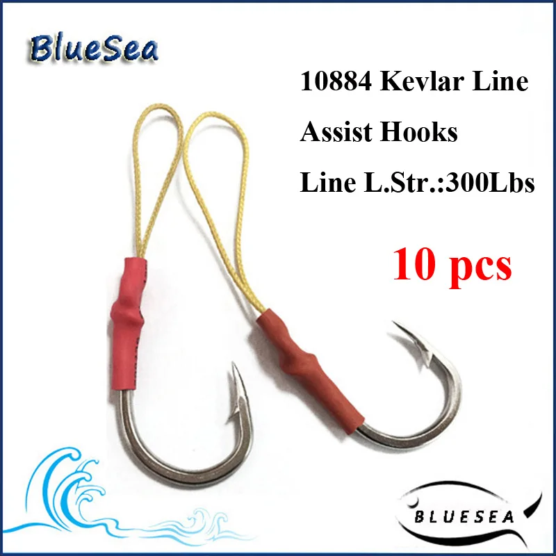 BlueSea 10Pcs/Pack 10884 Stainless Steel Kevlar Line Assist Hooks Jigging Assistant With High Stronger | Спорт и развлечения