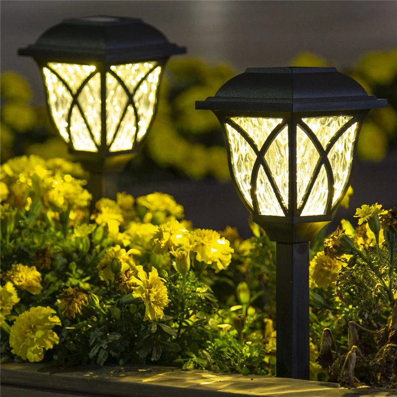 Günstig 6 teile los Solar Powered Garten Rasen Lampe Einfach Installieren Langlebig Hof Dekoration Wasserdicht Schwarz Landschaft Licht Im Freien Led lampe