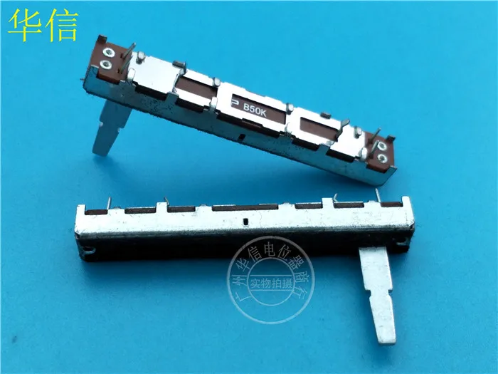 

2pcs SC-4543NT Slide Fader Single Potentiometer B50K / Handle Length 20MMD With Stand / With Midpoint Tap