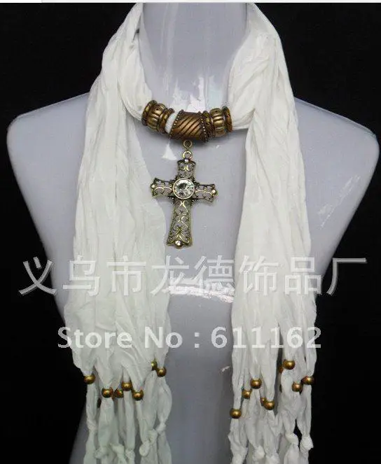 PROD 676726607 2018 Alloy hollow out cross set auger pendant necklace
scarf designed 24pcs