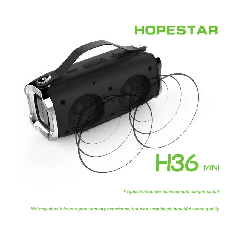 AABB-HOPESTAR H36 Мини Bluetooth динамик открытый портативный водонепроницаемый беспроводной маленький громкий динамик Hifi Бас Звук 3D стерео