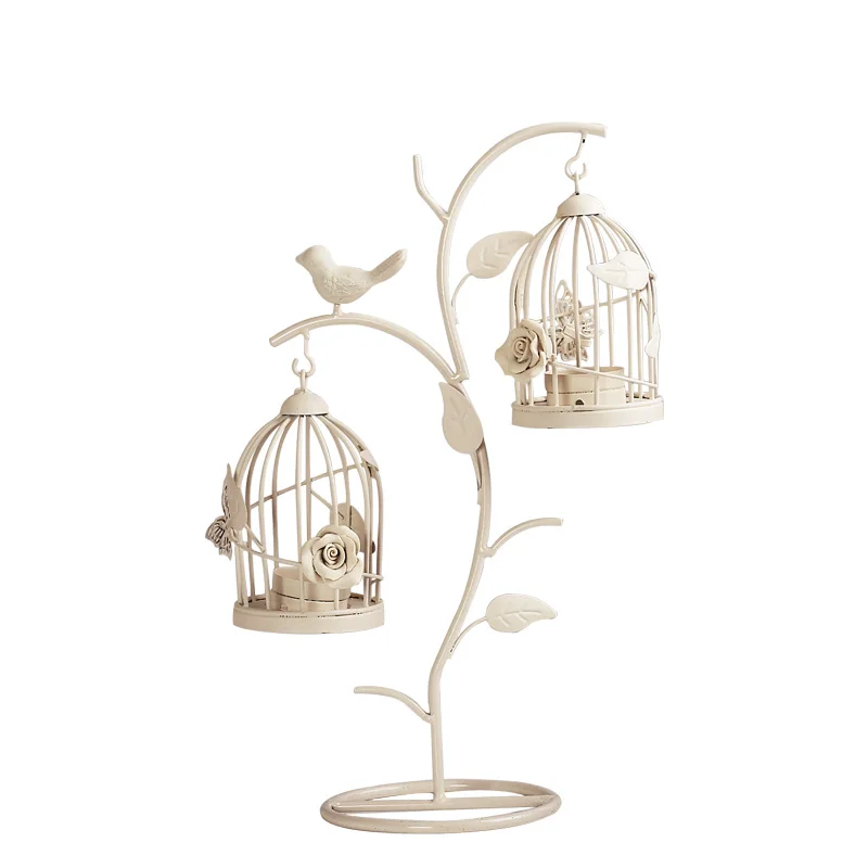 2339 Style Européen Fer Cage à Oiseaux Bougeoir Créatif Chandelier Romantique Dîner Maison Mariage Décoration Bougeoirs Lanterne In Bougeoirs From
