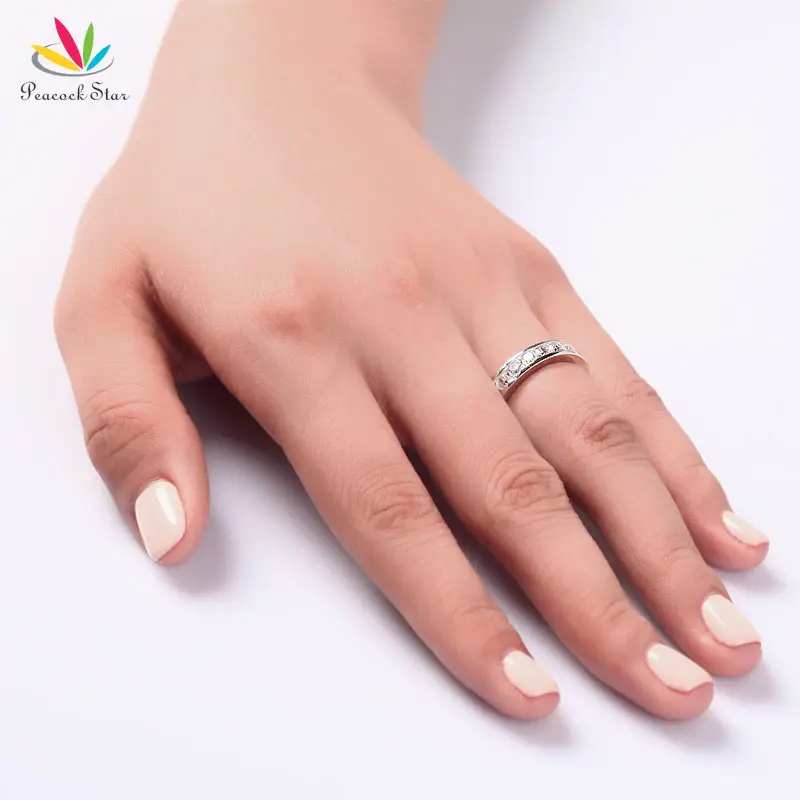 Peacock Star Solid 925 Sterling Silver Eternity Wedding Band Ring Jewelry CFR8004