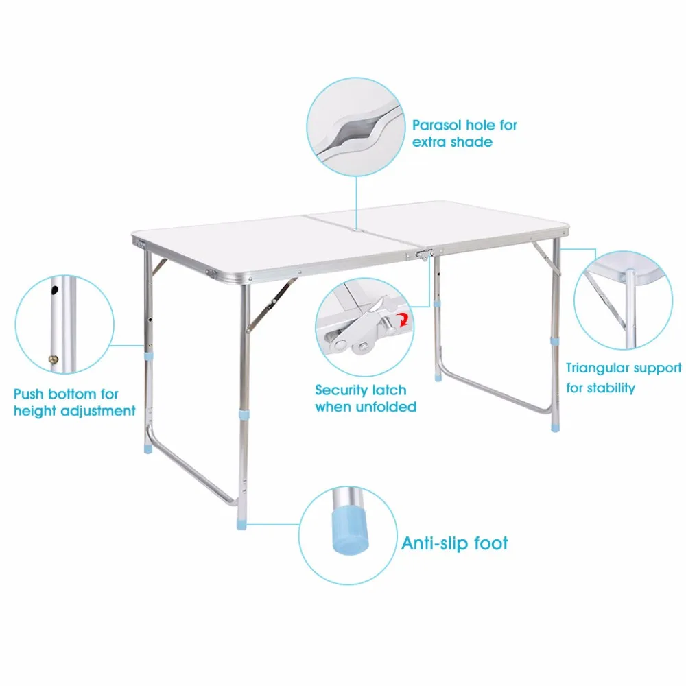 Finether Складной Открытый Стол табурет набор Сверхлегкий регулируемый по высоте алюминиевый портативный стол для столовой пикника кемпинга