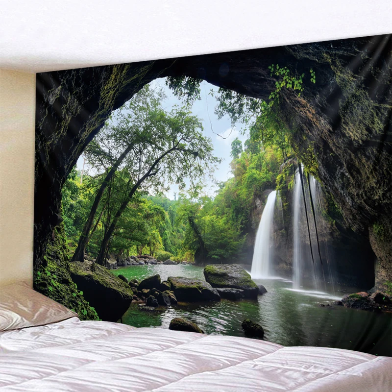 

3D Great Falls Print Tapestry Wall Hanging Decorative Wall Carpet Bed Sheet Bohemian Hippie Home Decor Couch Throw