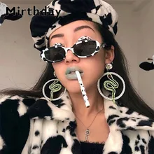 Женские солнцезащитные очки с принтом в виде черных пятен из коровьей кожи модные маленькие овальные солнцезащитные очки UV400 крошечные очки gafas de sol