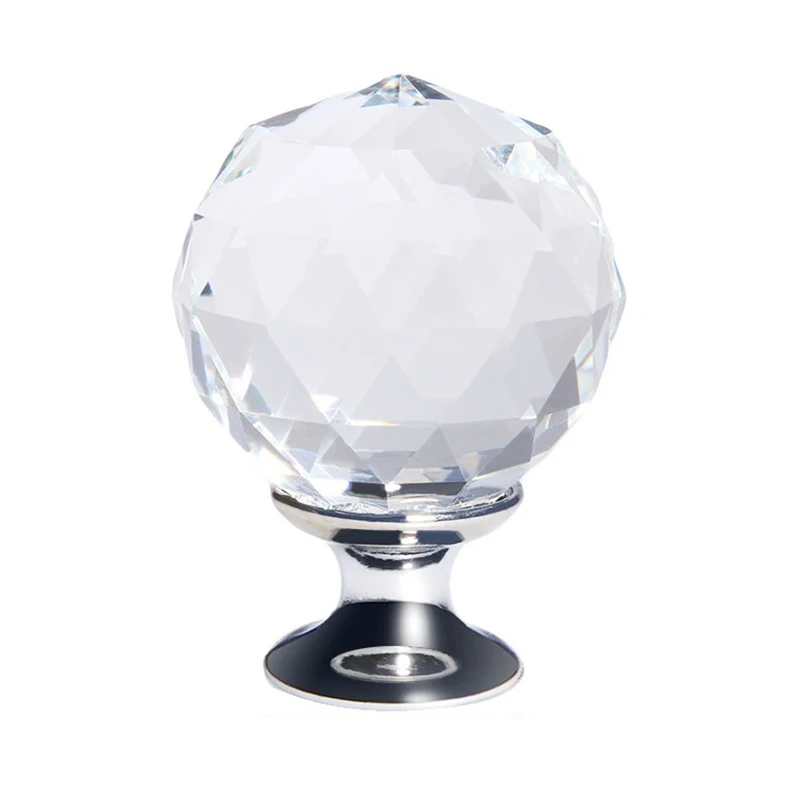 LHLL 5 X Clear Crystal Glass Door Knob + Screw (diameter 30mm silver