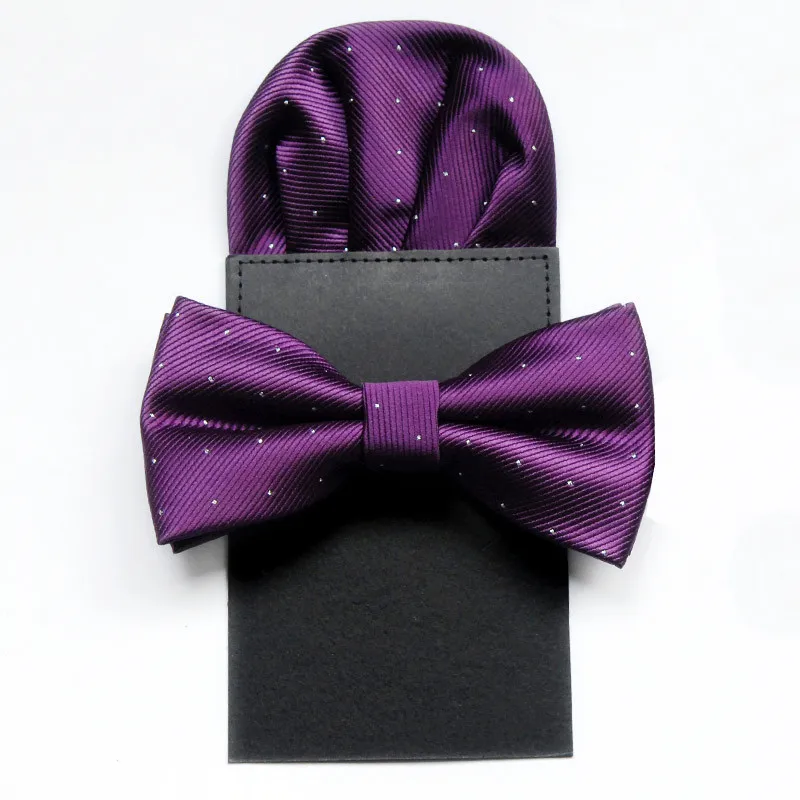 SCST новые Pajaritas Классические однотонные фиолетовые мужские шелковые галстуки-бабочки в белый горошек для мужчин галстук-бабочка с карманом и квадратным 2 шт. набор CR056