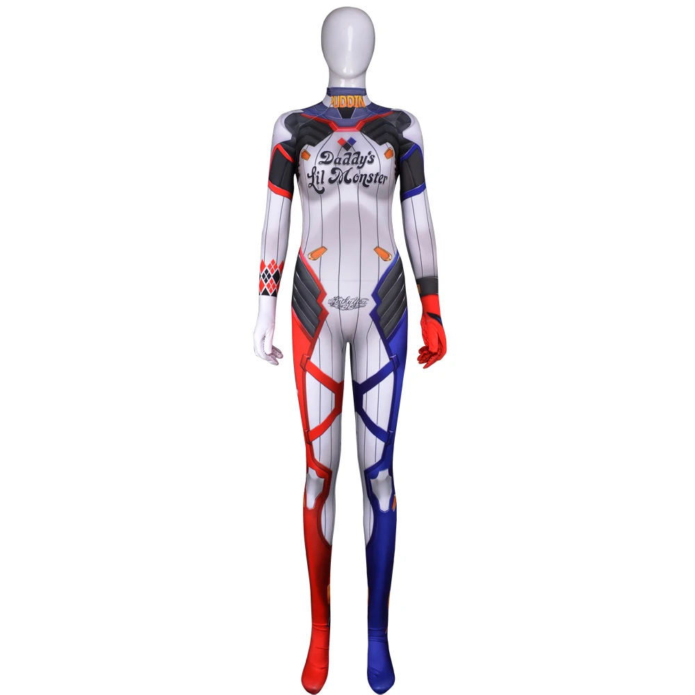 d va quinn cosplay bodysuit 3d printed harley quinn d va mixed skin