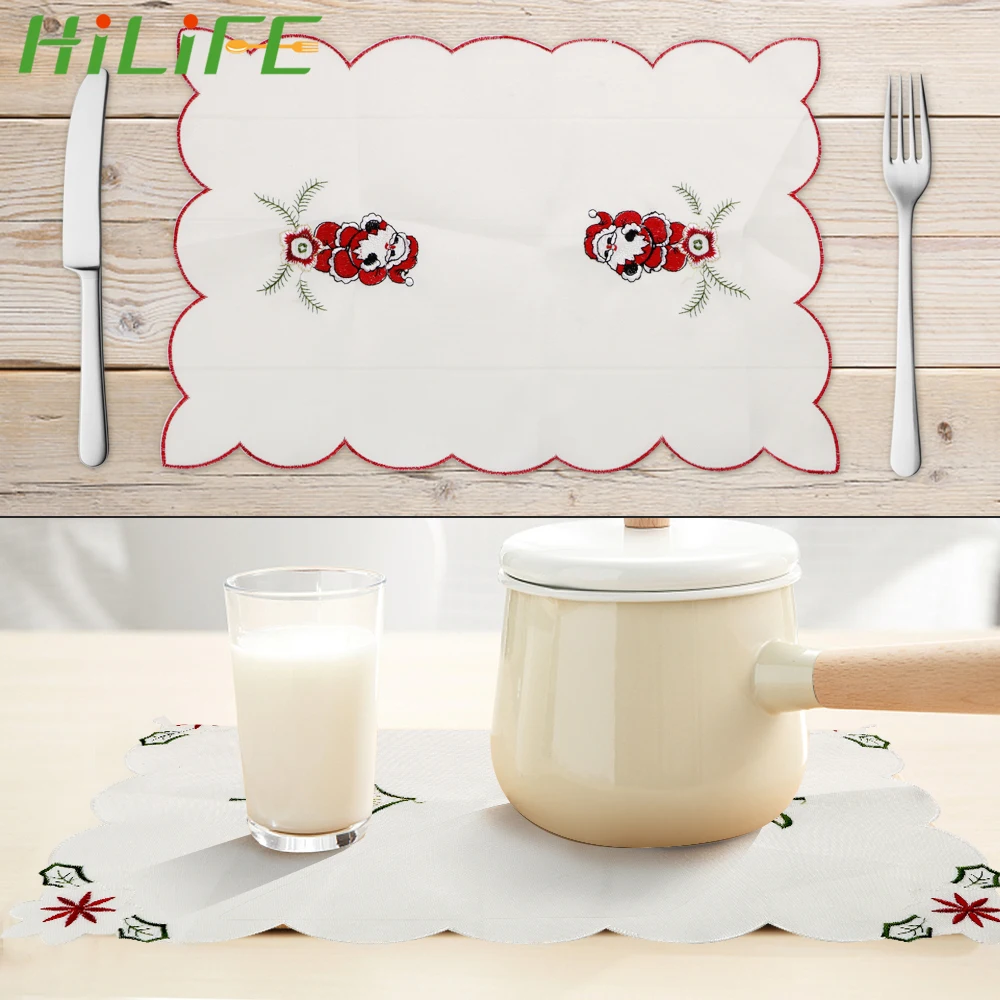 

For Home Santa Claus Christmas Tree Placemat Kitchen Table Mat Heat Insulation Xmas Christmas Decorations Dining Table Pad