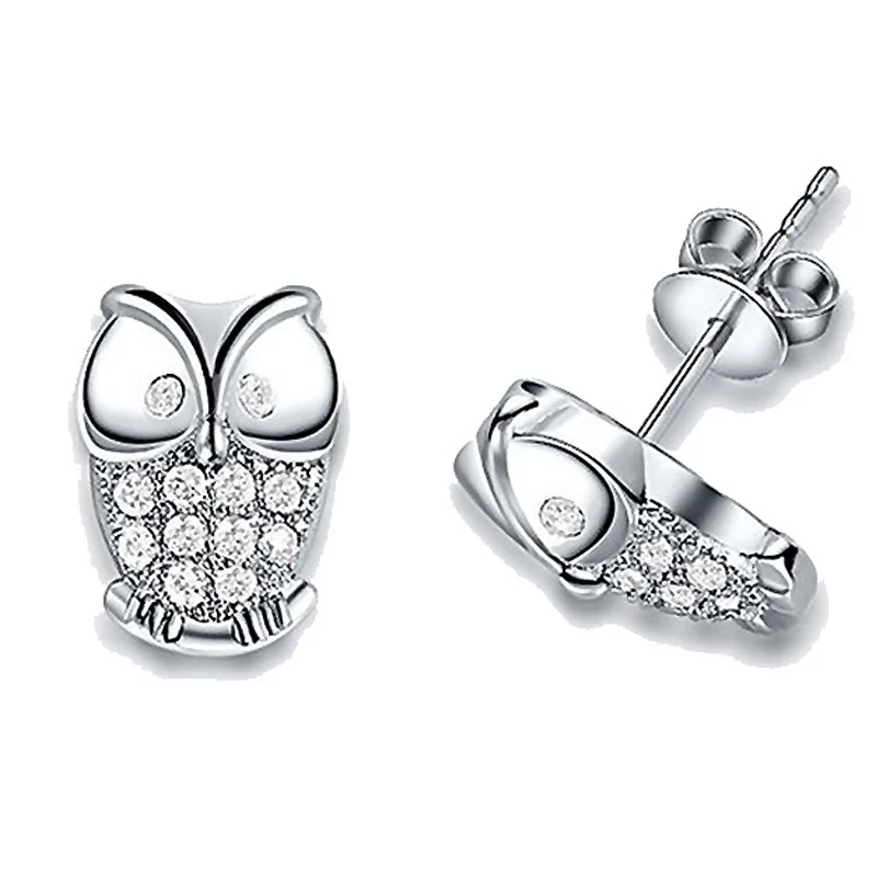 

Simple Cute Owl Small Circle Austrian Clear CZ Stud Earring for Women Fashion Party/wedding Elegant Earrings Fashion Jewelry