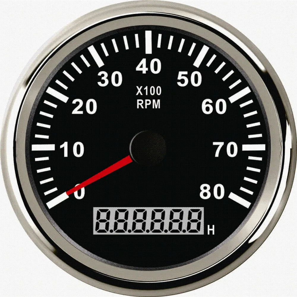 

1pc Brand New Engine Tachometers 0-8000RPM 9-32v Voltage Rev Counters Fit for Auto Boat with Computing Time and Red Backlight