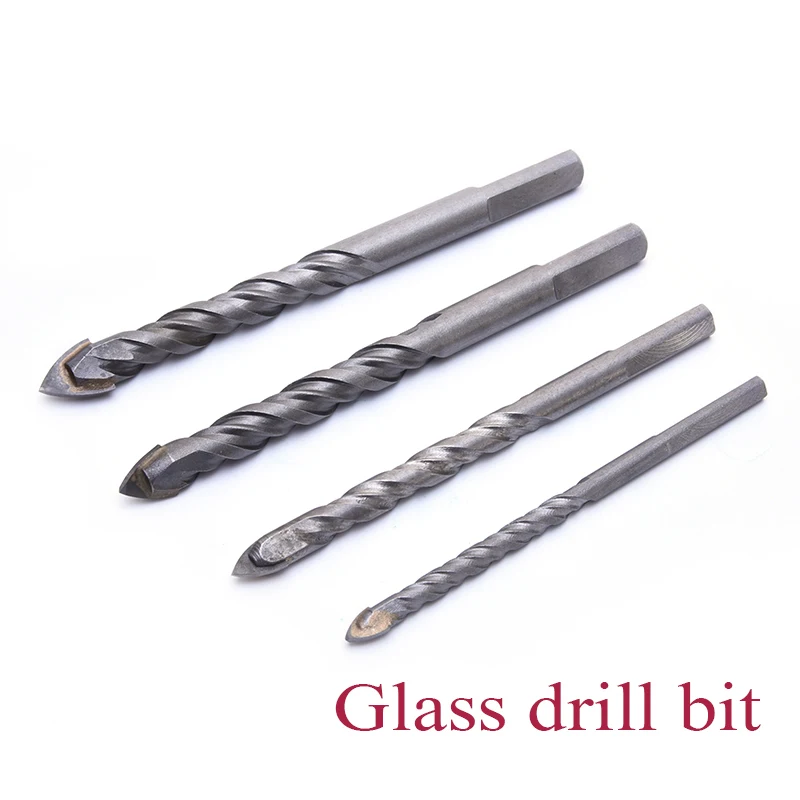 4 PCS Glass Drill Ceramic Tile Drill Bits Set Steel Alloy Impact Drill 6/8/10/12mm Wall Triangle