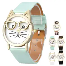 Girl Watch Cute Glasses Cat Women Analog Quartz Dial Wrist Watch Temperament Good Gift Dropshipping High