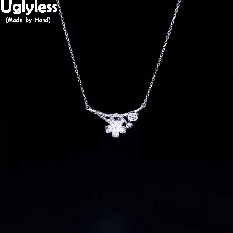 

Uglyless 100% Real Solid 925 Sterling Silver Handmade Flowers Chokers for Women Ethnic Floral Necklaces with Chains Fine Jewelry