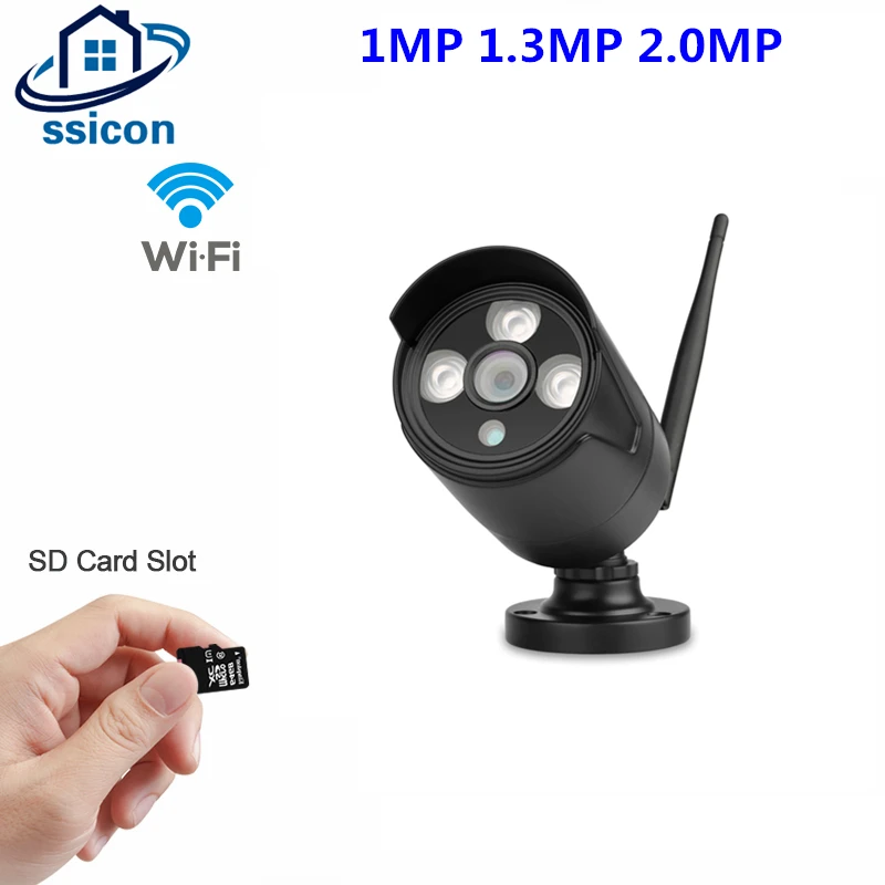 

SSICON IP Camera Wifi 1080P 960P 720P ONVIF Wireless Wired P2P CCTV Metal Bullet Outdoor Camera Support SD Card Slot Max 64G