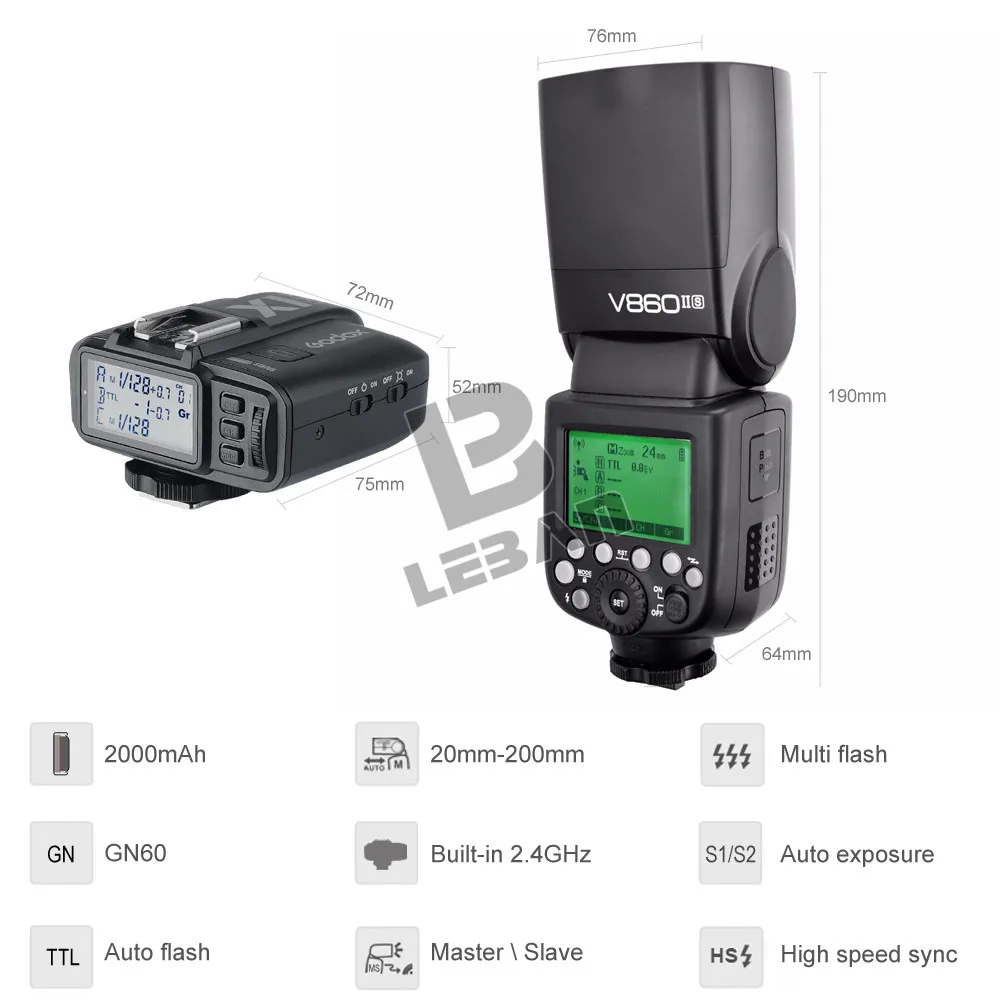 Godox Ving V860II V860II-C/N/S/F/O ttl HSS 1/8000 Speedlite вспышка для Canon Nikon sony Fuji Olympus DSLR без VB-18 батареи