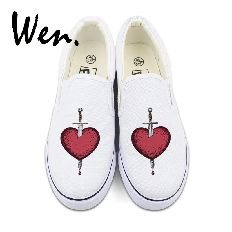 

Wen Woman Slip-on Canvas Vulcanize Shoes Original Design Sword Went Through Heart Shallow Mouth Sneakers Espadrilles Flat