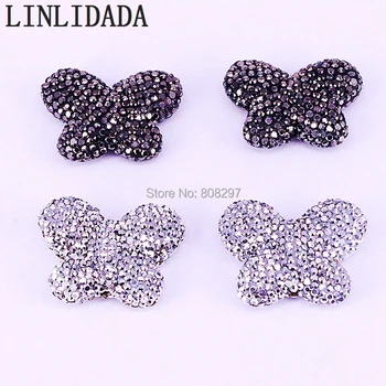 

10Pcs Butterfly Shape Black/White Crystal Rhinestone Pave Gems Spacer Bead Fashion Jewelry Accessories