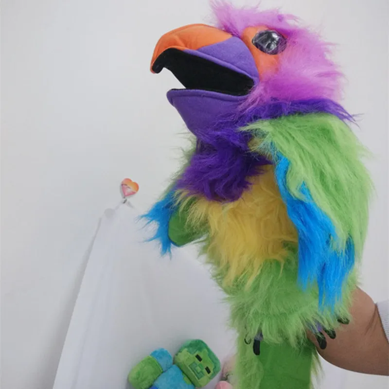 Кукольная компания большие птицы райская птица ручной кукольный Cockatiel и ворона и фиолетовая плюшевая обезьянка игрушка Перчаточная кукла - Цвет: Зеленый