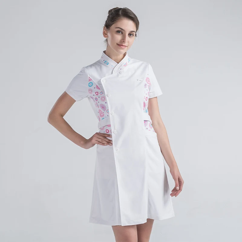 Большие размеры Платья для кормящих медформа спа униформа медсестры летняя высококачественная ткань униформа для медсестер платья - Цвет: Summer Red Print