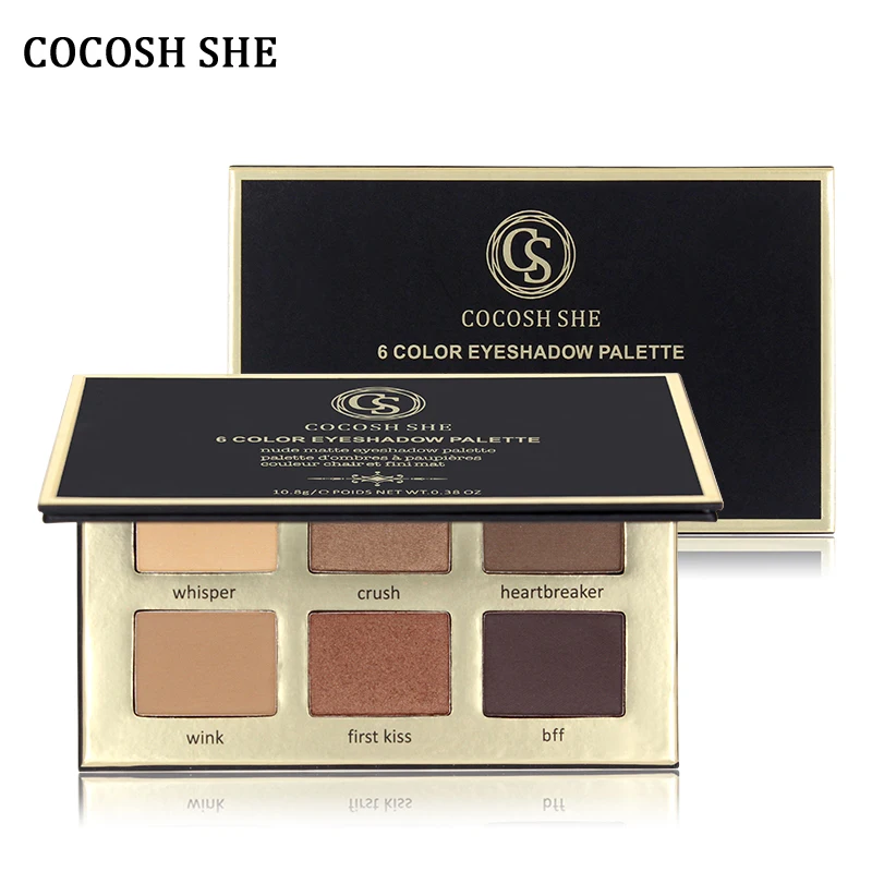 

COCOSH SHE Cosmetics 6 Color Matte Natural Eye Shadow Palette EyeShadow Eyeshadow Waterproof Makeup with Mirror