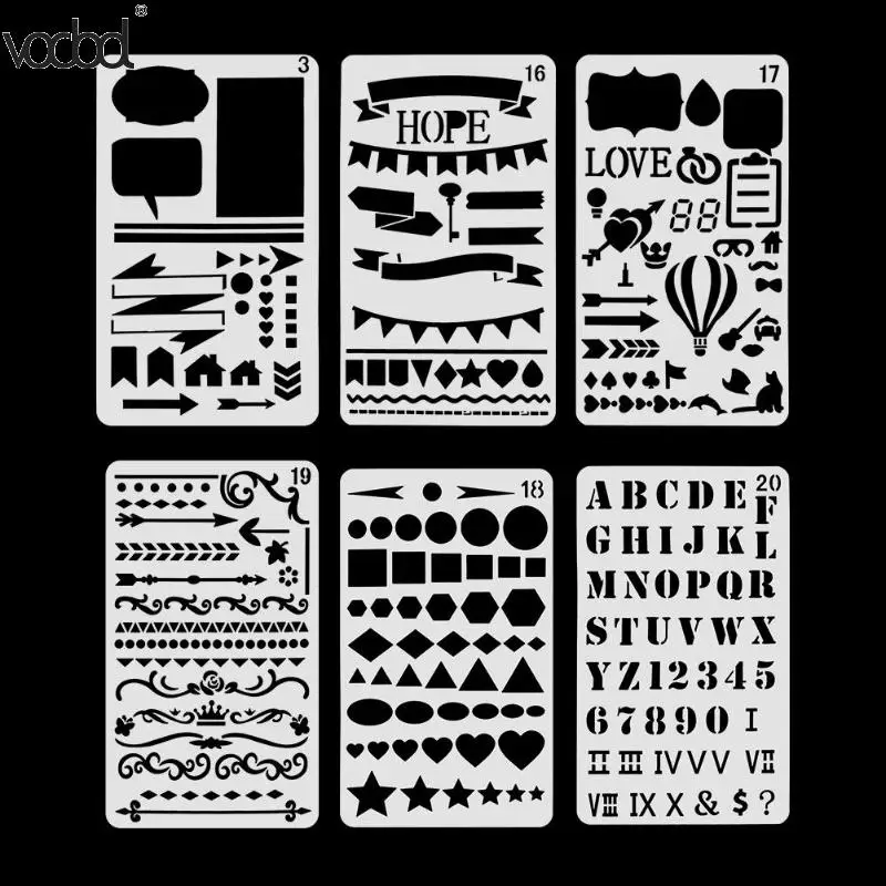 

6pcs Layering Hollow Stencil Scrapbooking Stamps Photo Album DIY Drawing Template for Painting Pochoir Dessin Dentelle Hot Sale