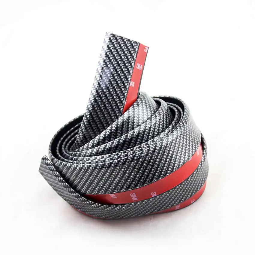 FZ-P parachoques delantero de coche de goma suave de fibra de carbono para Auto-estilo pegatinas de parachoques Auto Kit de cuerpo parachoques delantero labio