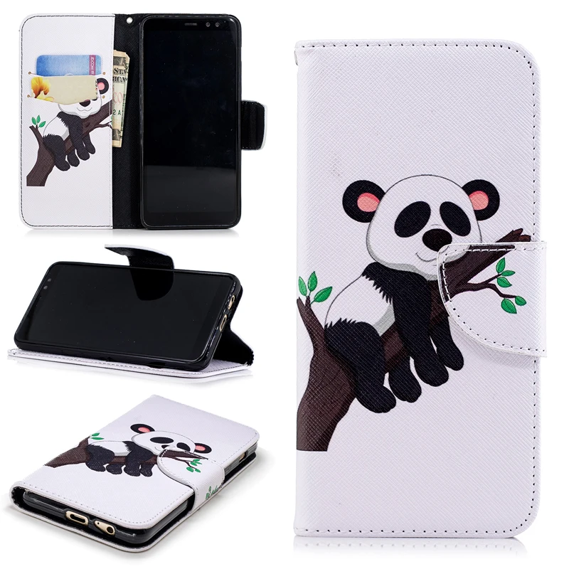 

Flip Colored Drawing PU Leather Case with Kickstand for Samsung Galaxy A8(2018) A530N Mobile Phone Case with Wallet Card Holders