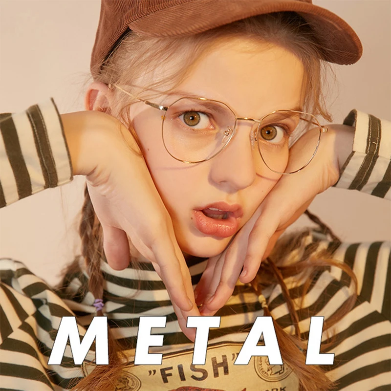 

Vintage Gold Metal Leisure Simple Glasses Mens Womens Retro Optical Lens Glasses Nerd Clear Lens Glasses Decoration Flat mirror