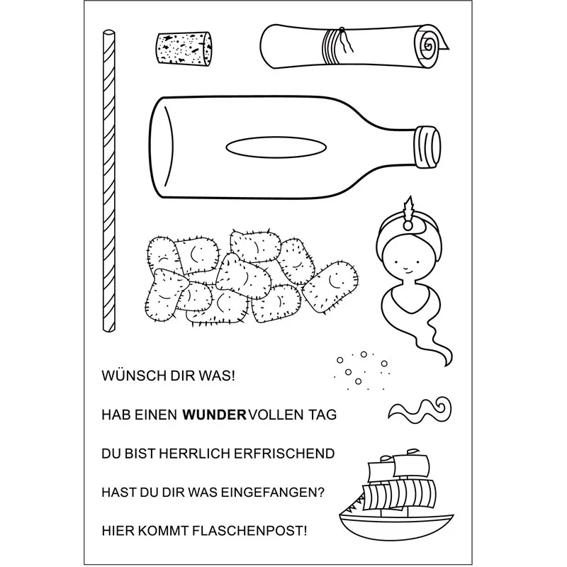 

German Word metal cutting dies and clear stamps