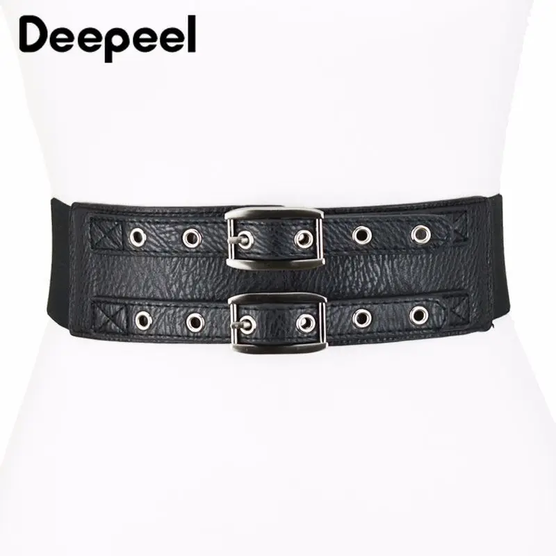 Deepeel 1 шт. простые двойные ряд пряжки с булавкой эластичный ПУ широкие пояса модные женские Широкий платье костюм украшения группа CB025