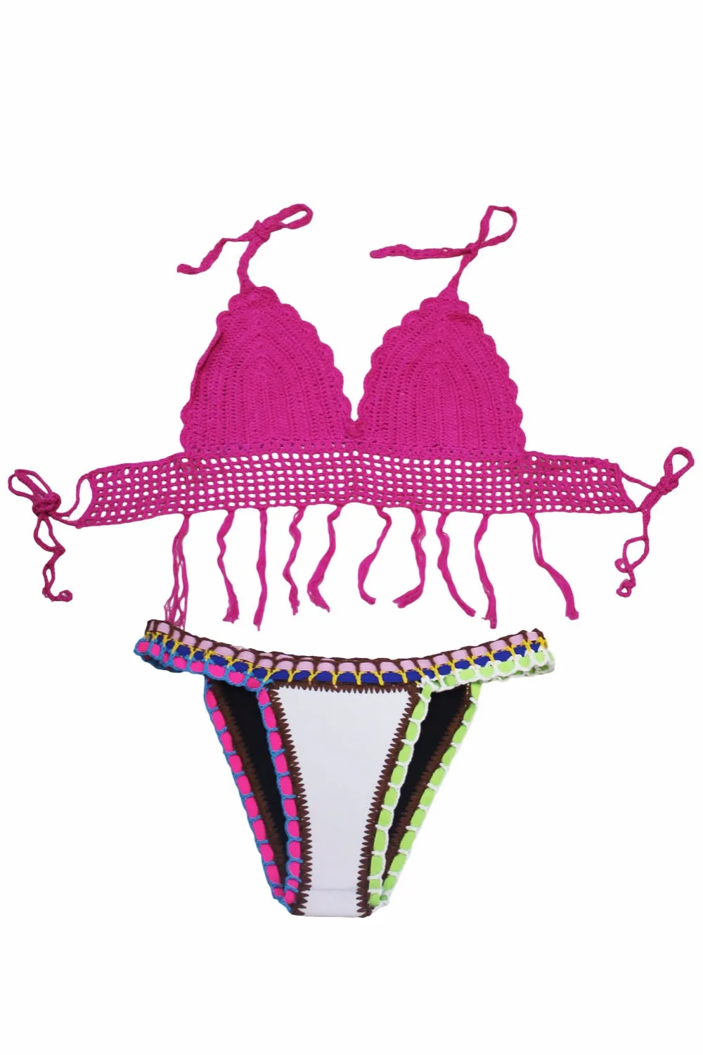 Rosy-Crochet-Bikini-Top-White-Neoprene-Bottom-LC41947-6-1