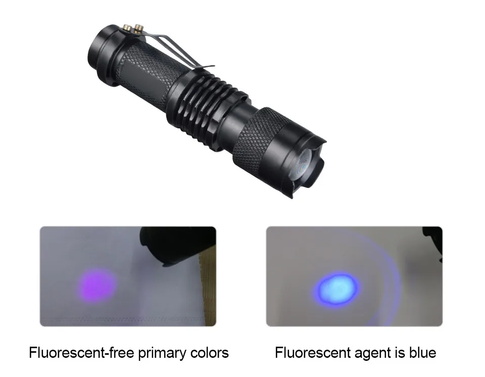 UV Flashlight Zoomable Ultraviolet Flashlight Touch Linterna LED Mini UV Black Light Pet Urine Stains Detector Scorpion Hunting (7)