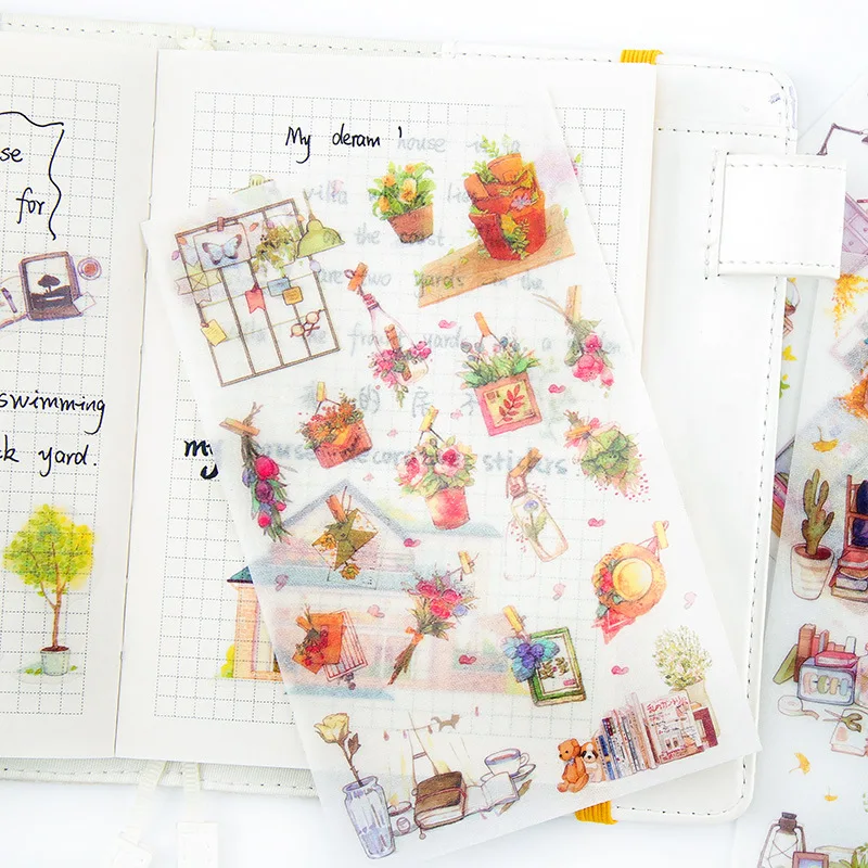 

XINAHER 6 sheets/pack my house Decorative Washi Stickers Scrapbooking Stick Label Diy Diary Album Stickers