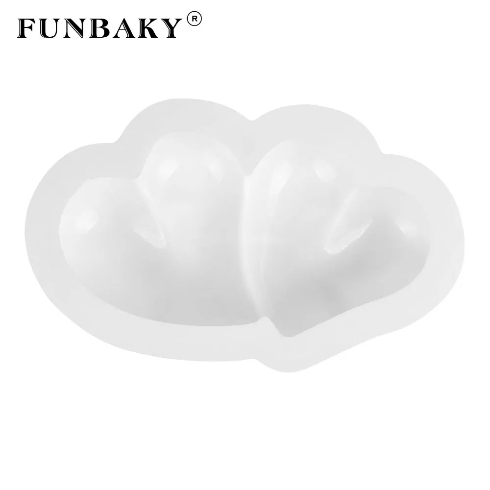 FUNBAKY большая силиконовая форма для торта в форме двойного сердца 3D сковорода