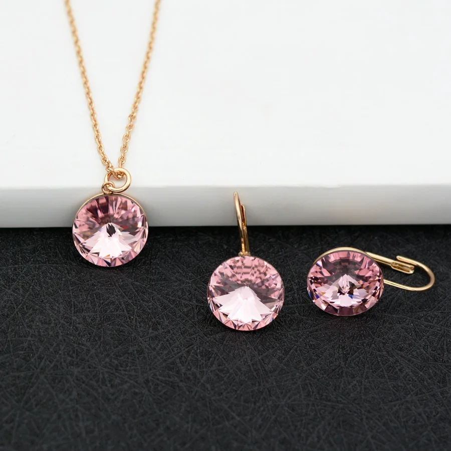 BAFFIN 2018 D\u0027origine Cristaux De SWAROVSKI Bella Bijoux Ensembles Ronde Pendentif Colliers Piercing Boucles D\u0027oreilles Pour Les Femmes De Mariage dans