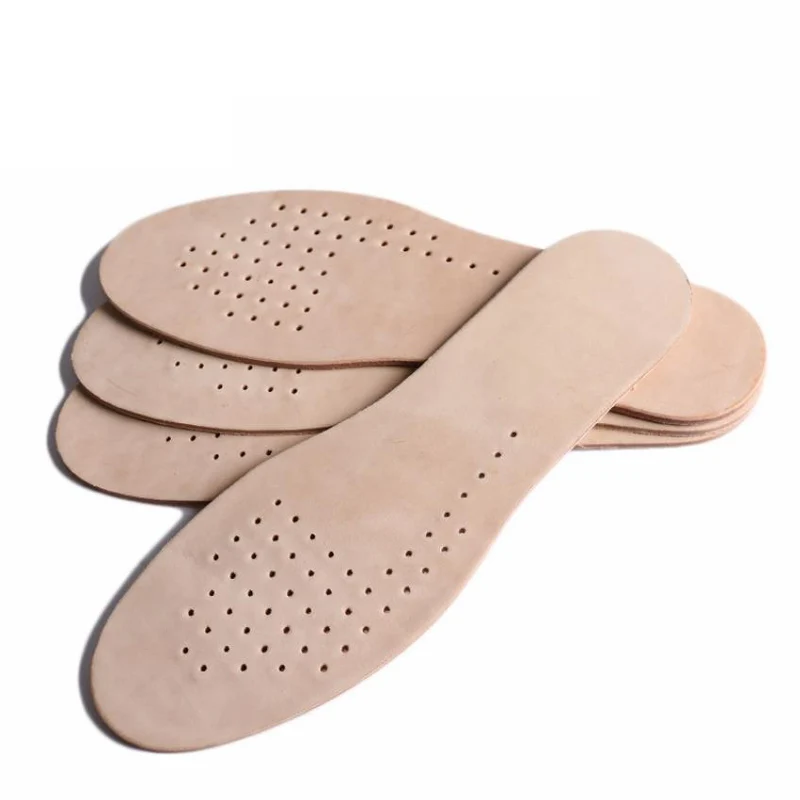 1 Pair Cowhide Antibacterial Active Made Carbon Leather Non-slip Breathable Sweat-absorbing Thin Anti-odor Real Leather Insole